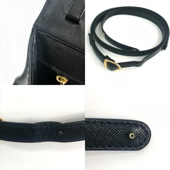 AUTHENTIC GIVENCHY Shoulder Bag vintage Hand Bag Leather Black/GoldHardware